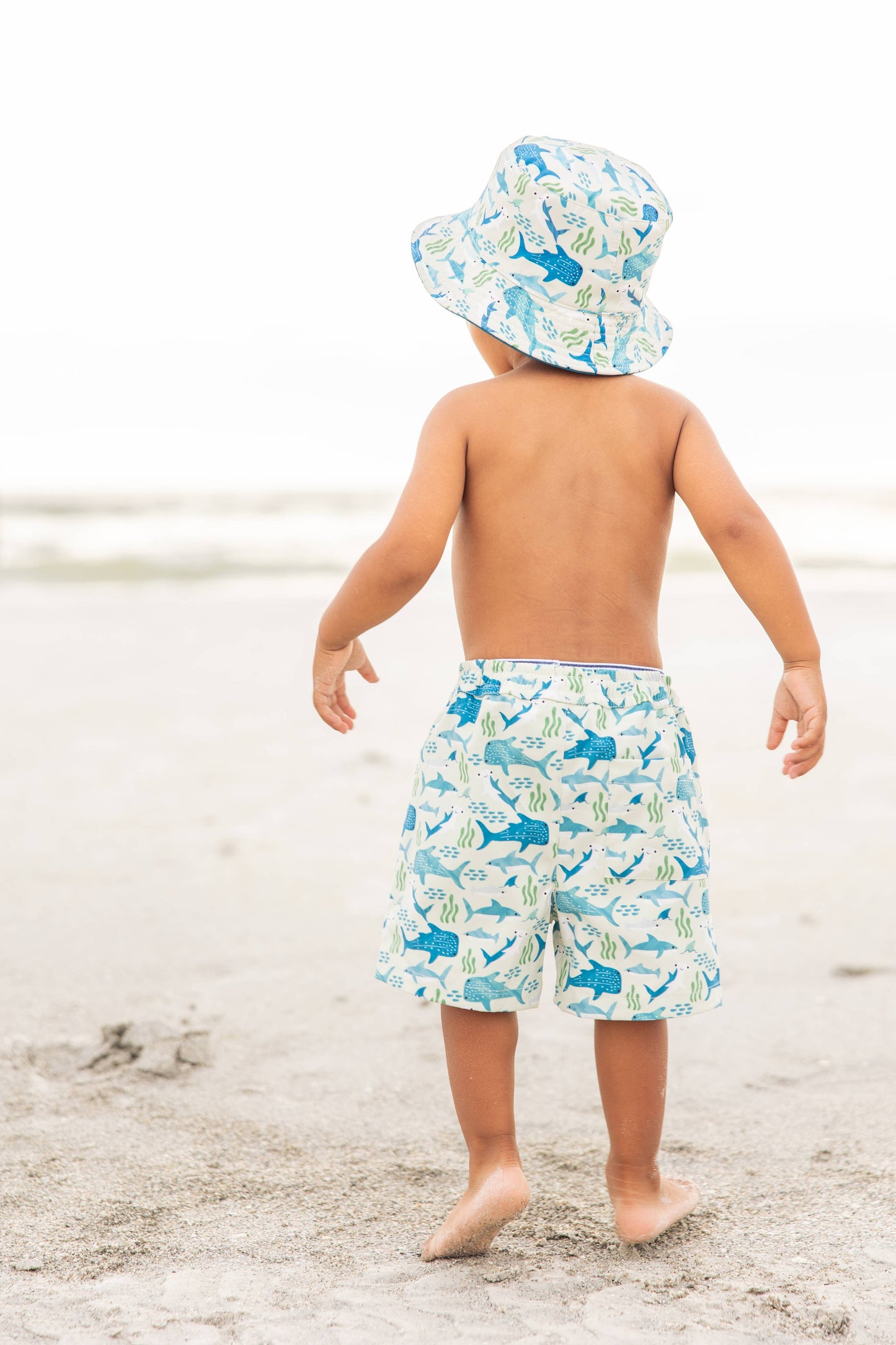 Shark Friends Ocean Animals Boys Swim Trunks Kids Swimsuit: Blue/Multi / 12-18M