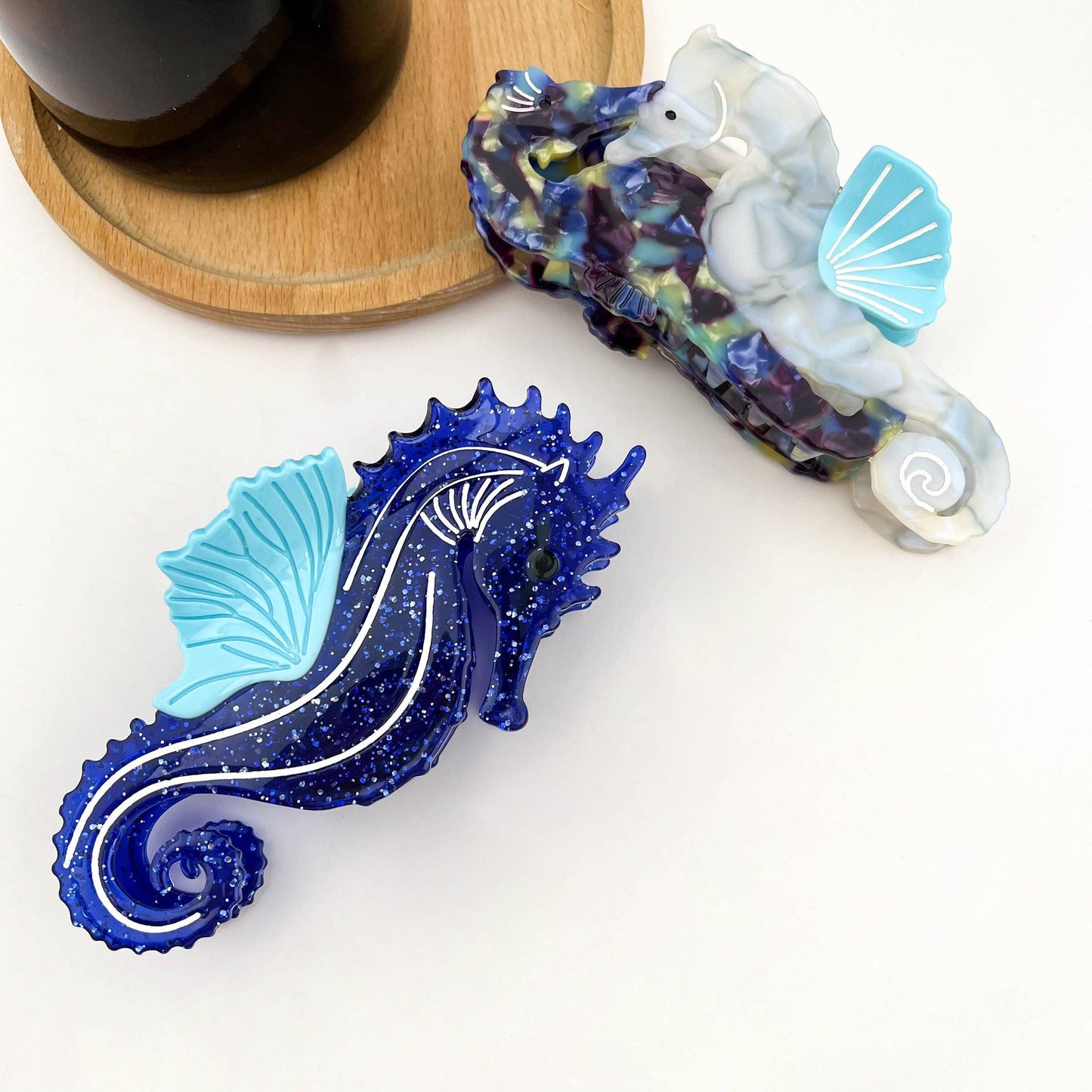 Blue Seahorse Hair Clip, Ocean-Inspired Animal Claw Clip