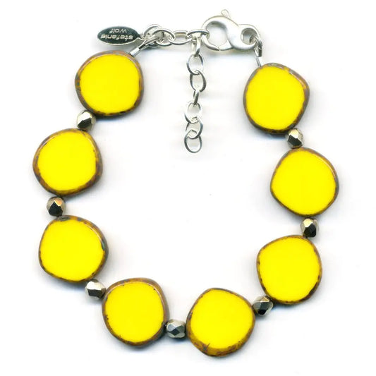 Yellow Small Circle Glass Beaded Bracelet