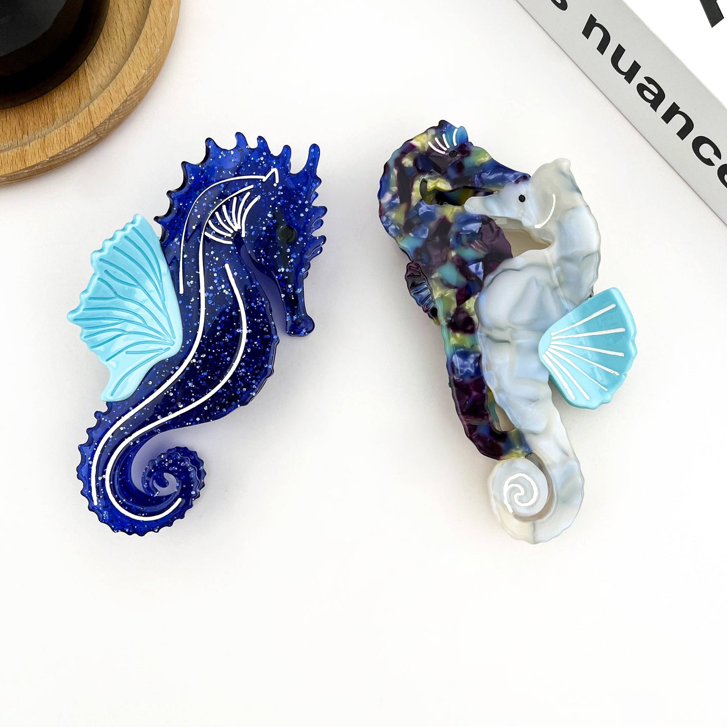 Blue Seahorse Hair Clip, Ocean-Inspired Animal Claw Clip