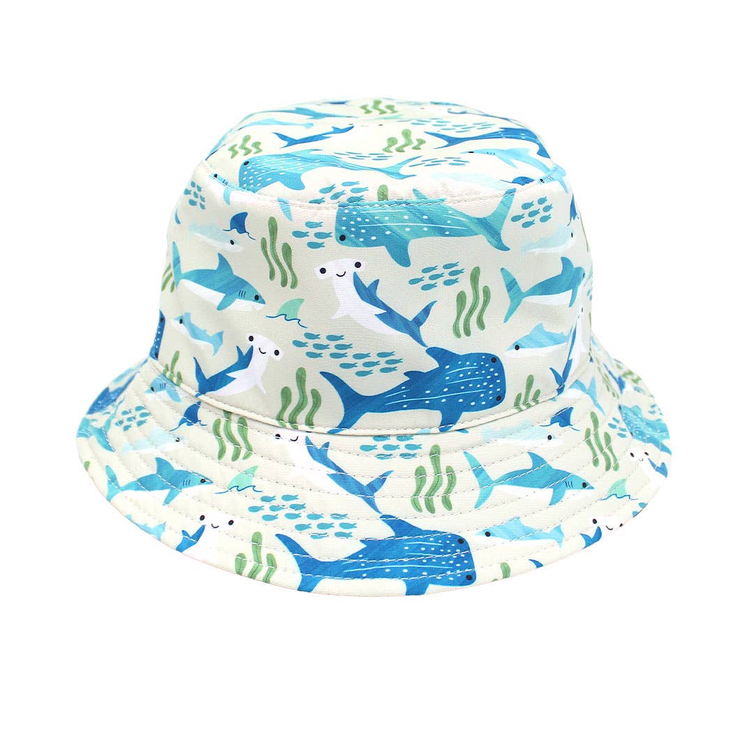 Shark Friends Ocean Blue Reversible Kids Bucket Hat: Blue/Multi / Baby