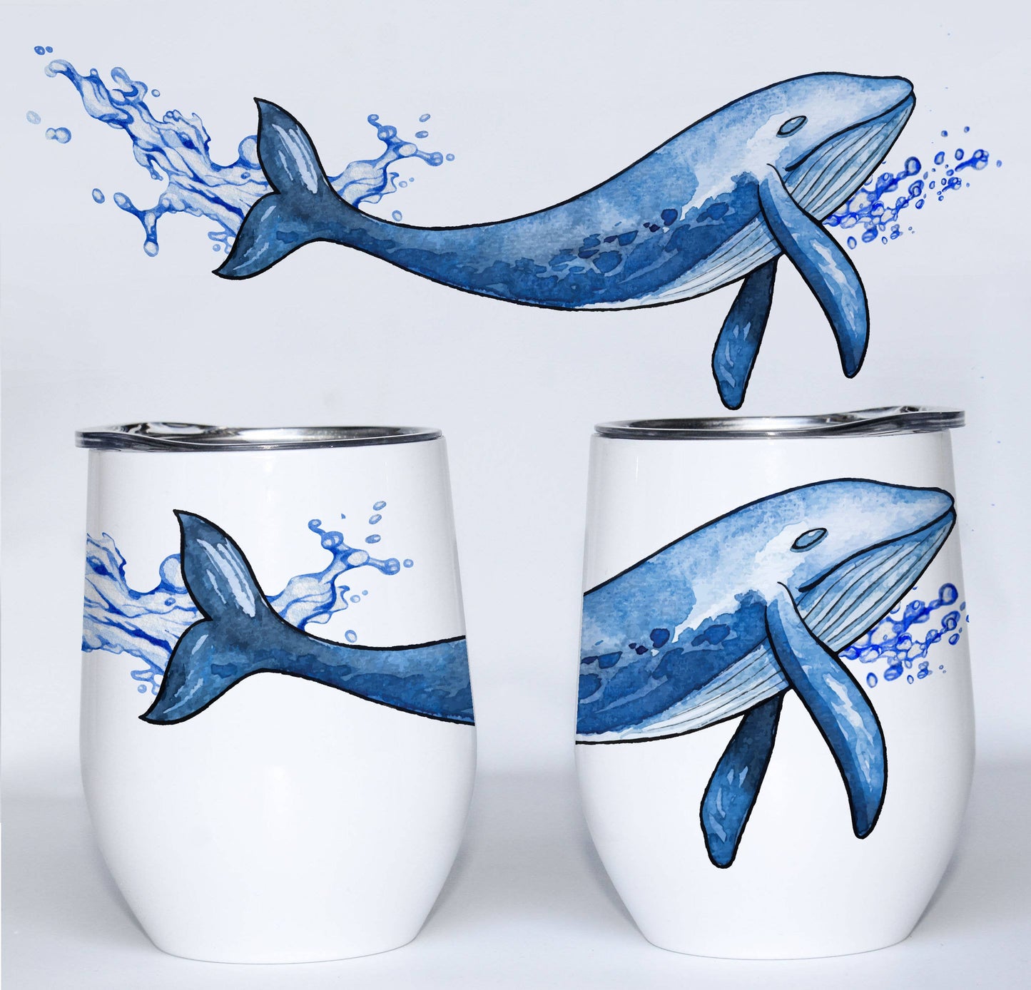 Blue Whale Wine Tumbler | Nautical, Beach, Coastal Gifts