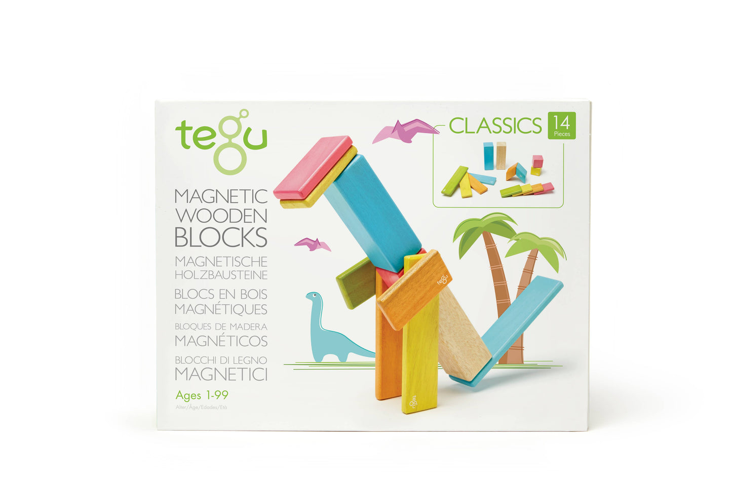 14 Piece Magnetic Wooden Block Set: Tints