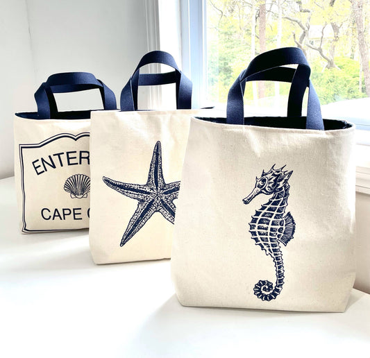 Nautical tote bags: Large / Seahorse