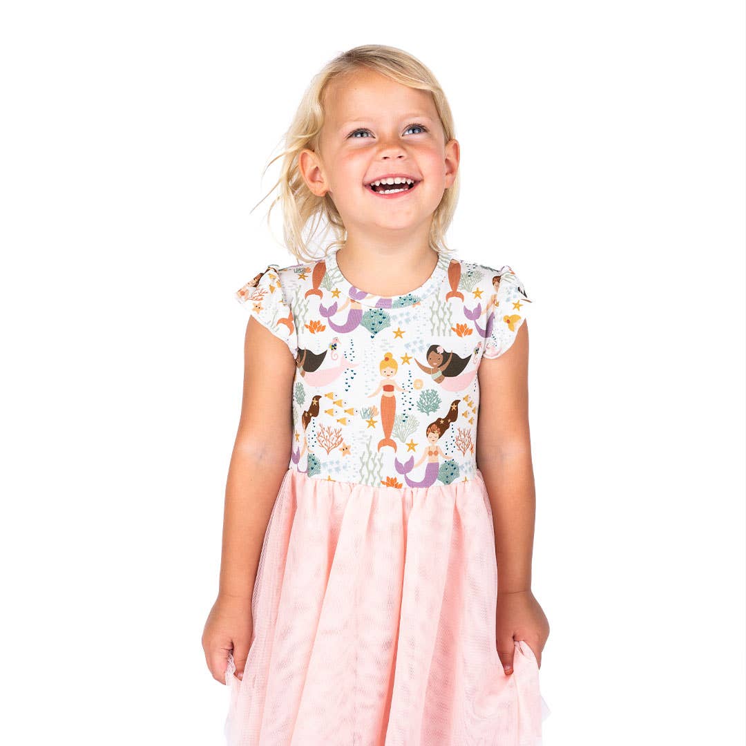 Making Waves Mermaids Girl Tulle Dress Bamboo Kids Clothing: 4/5T