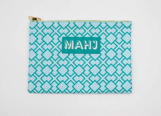 Premium Mahjong Card & Accessory Bag: Geometric- Green Card & Accessory Bag