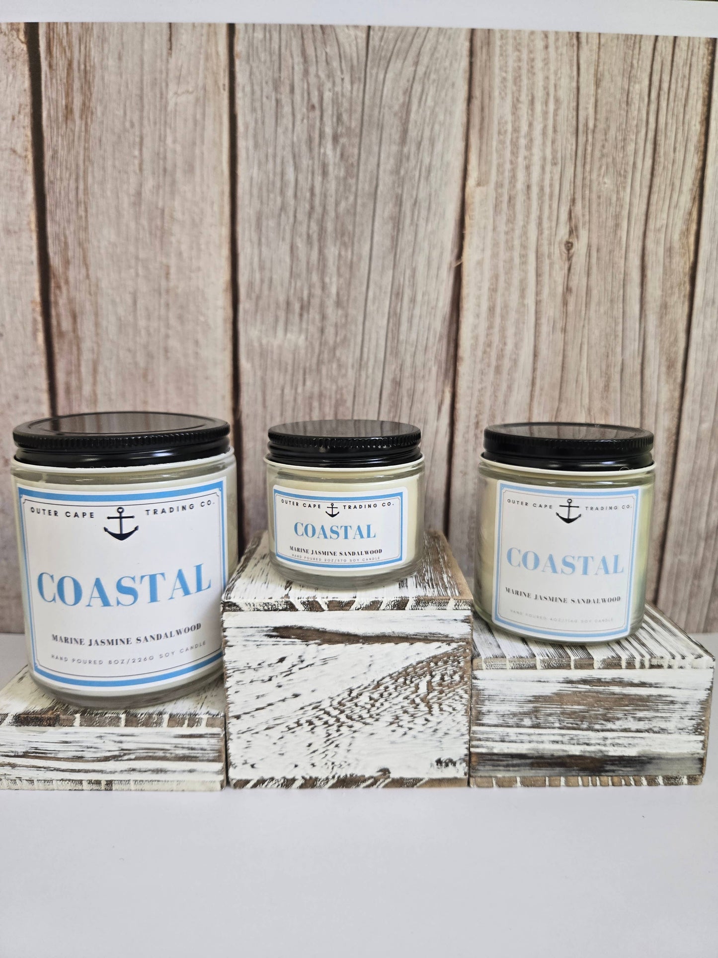 Coastal Soy Wax Crackling Wooden Wick Candle  bulk wholesale: 8oz