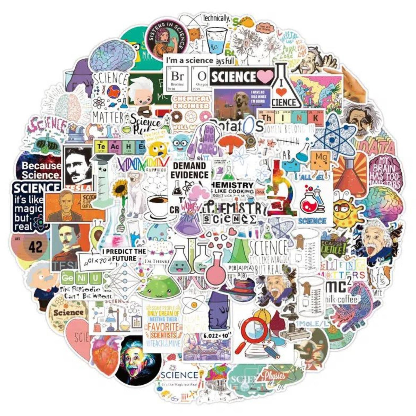 Sciences Stickers Pack, Great Scientists Sticker Pack, Myste: 20 Stickers