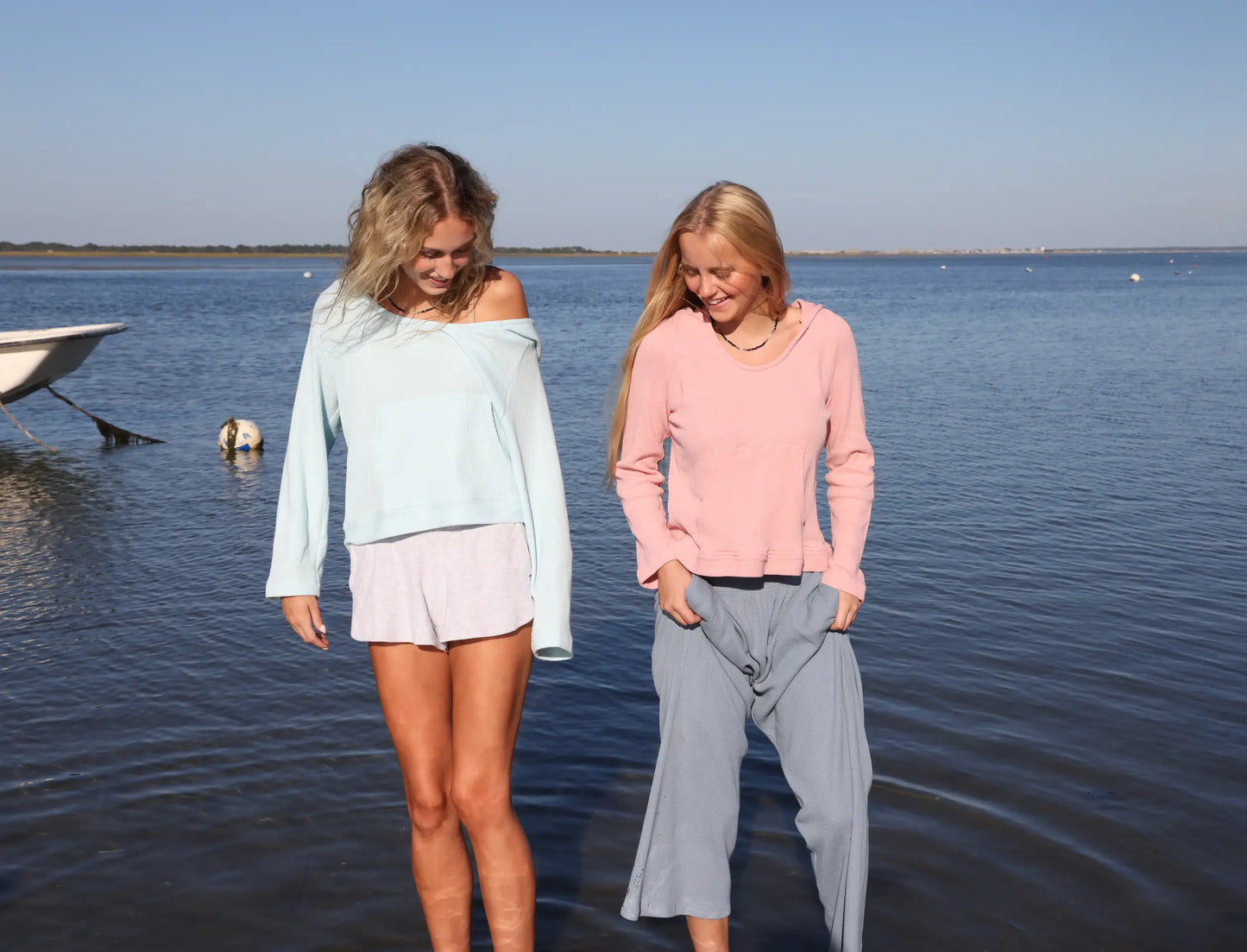 Powder Blue Waffle Hoodie – 100% Cotton Coastal Essential