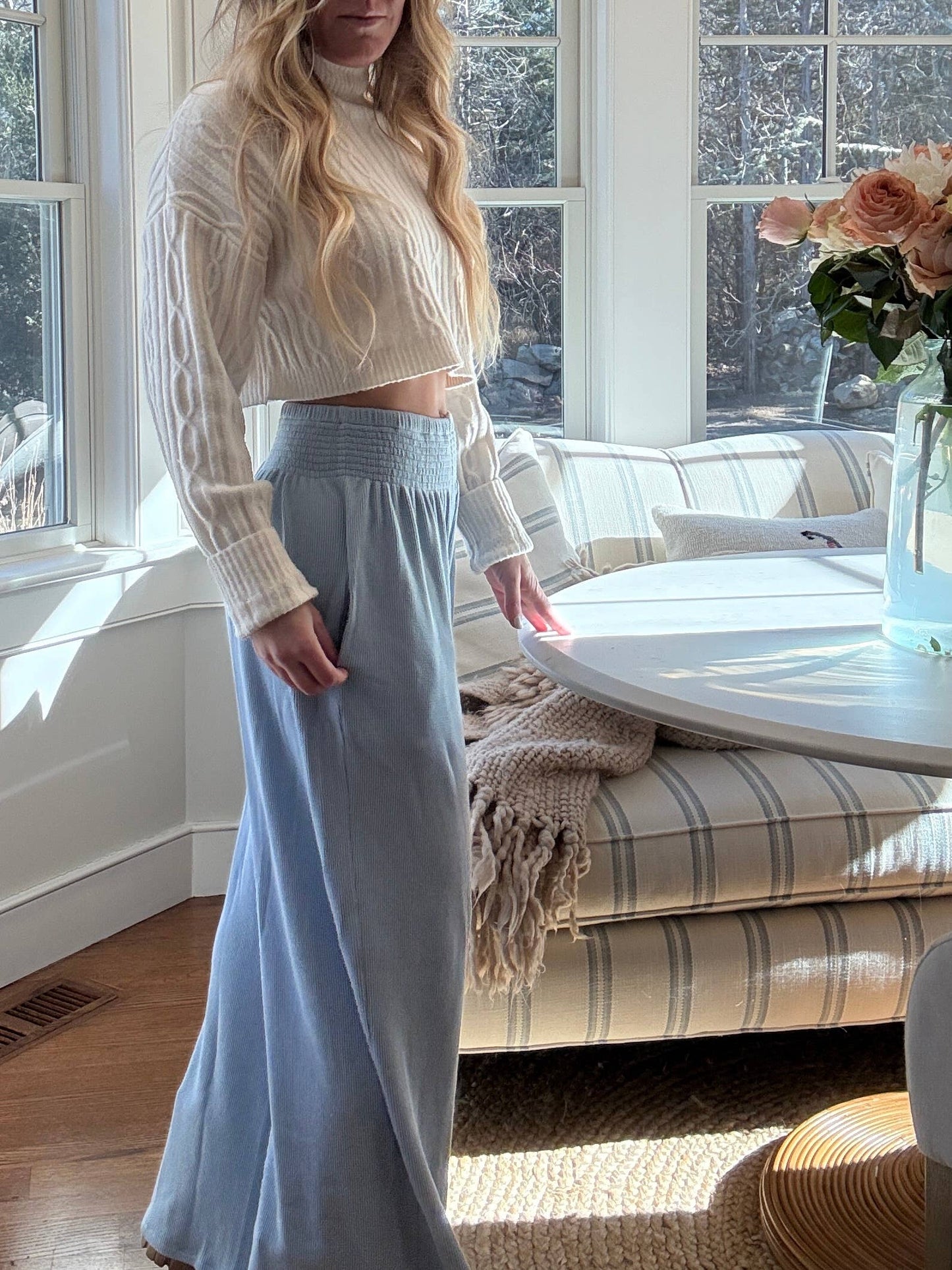 Waffle Pants – Powder Blue Coastal Essential