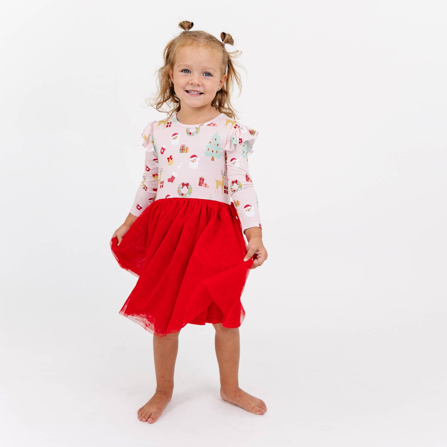Sugar Plum Bamboo Tulle Dress: Red/Multi / 4/5T