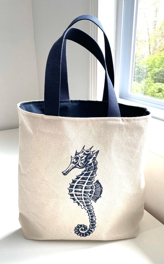 Nautical tote bags: Small / Seahorse