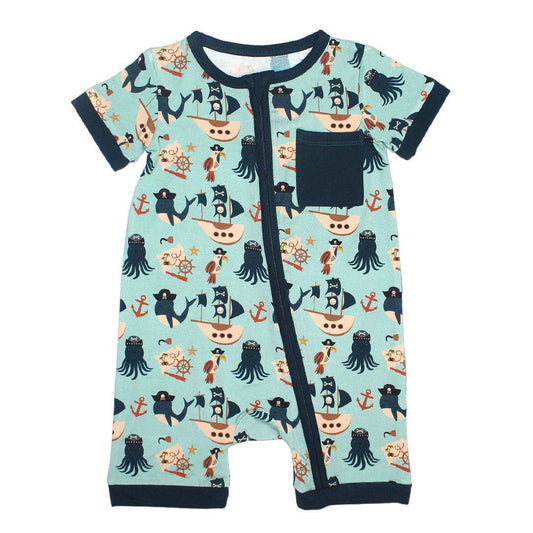 Pirate's Life Pirate Bamboo Shortie Romper Daywear: 0-3M