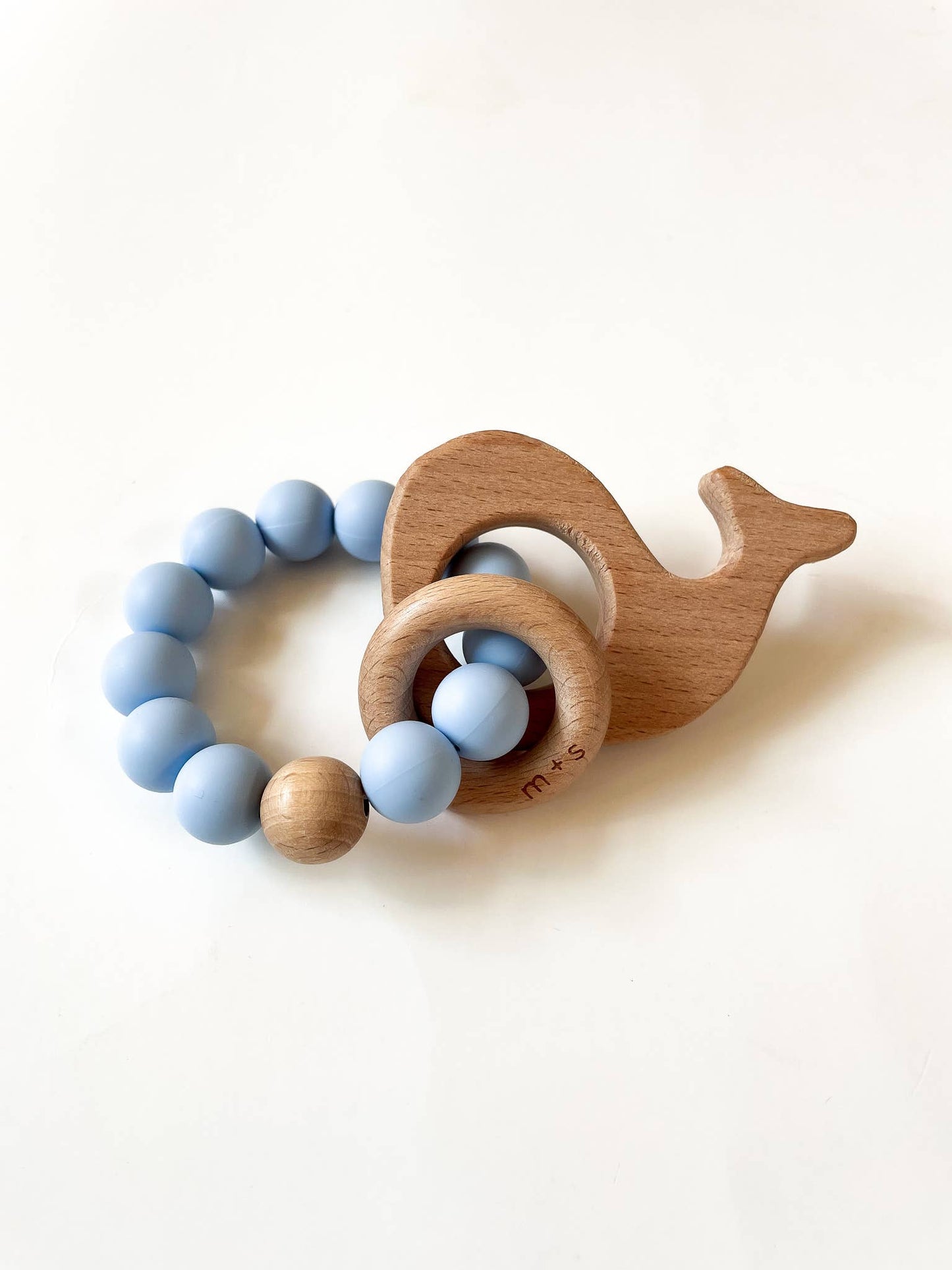 Whale Teether-Silicone and Beech Wood: Brown