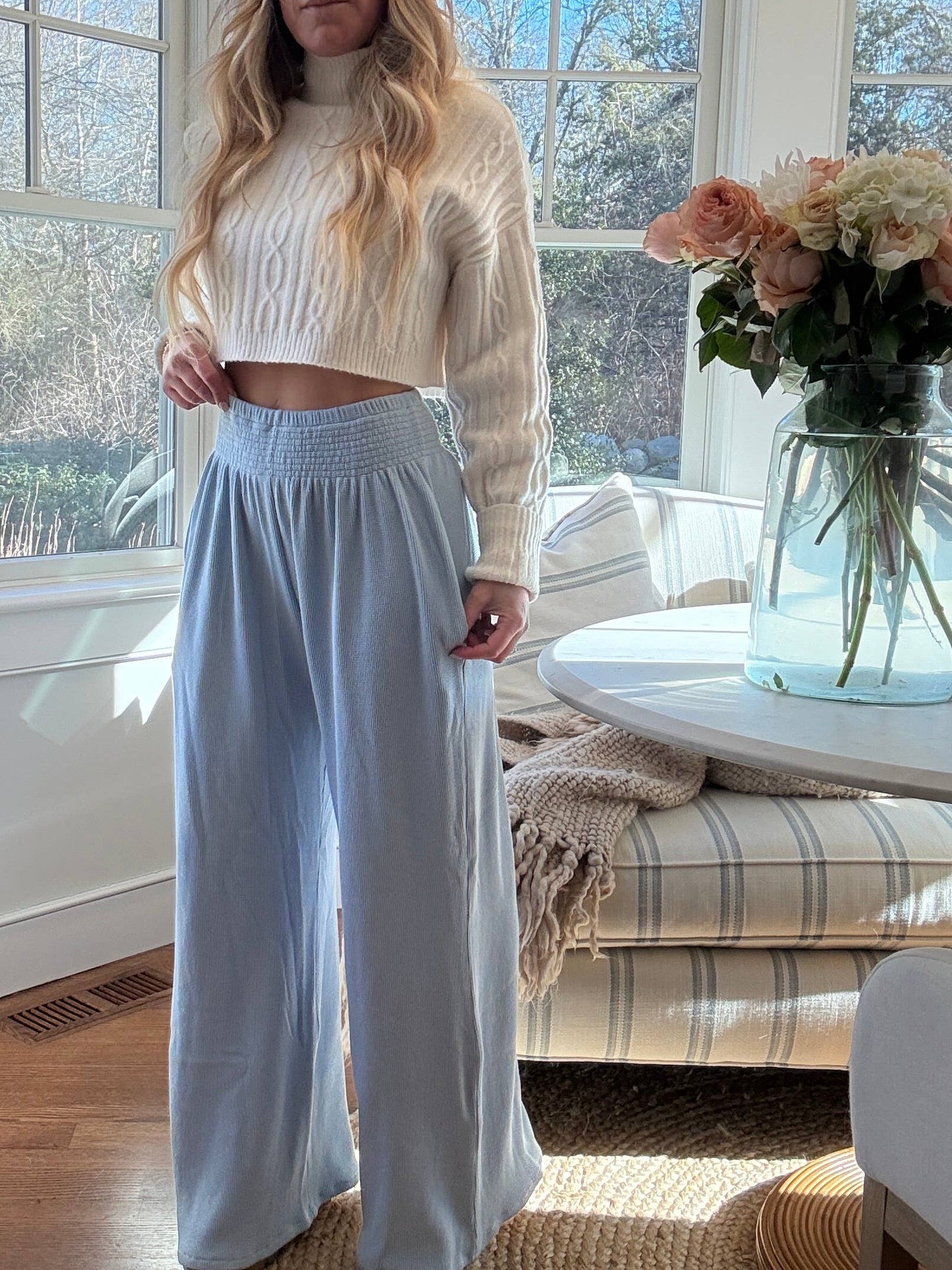 Waffle Pants – Powder Blue Coastal Essential