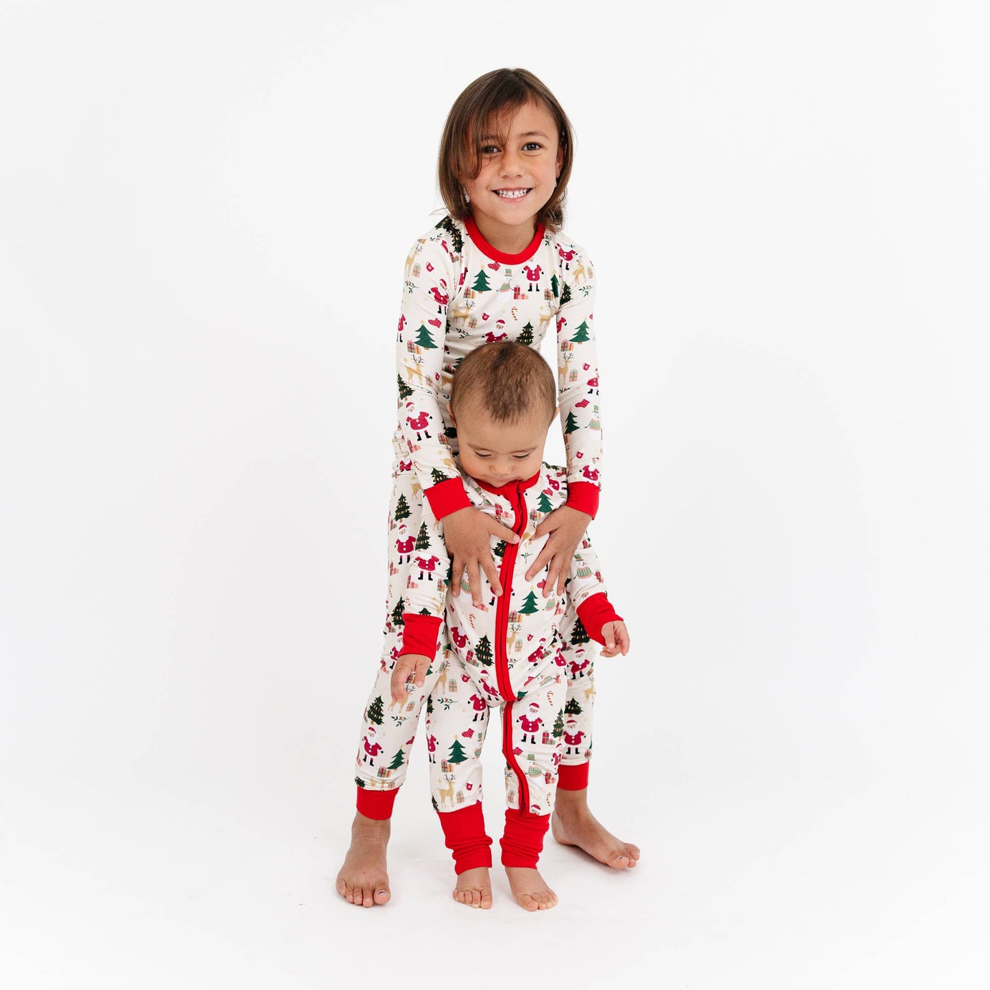 Cozy Christmas Bamboo Convertible Baby Pajama: Red/Multi / 12-18M