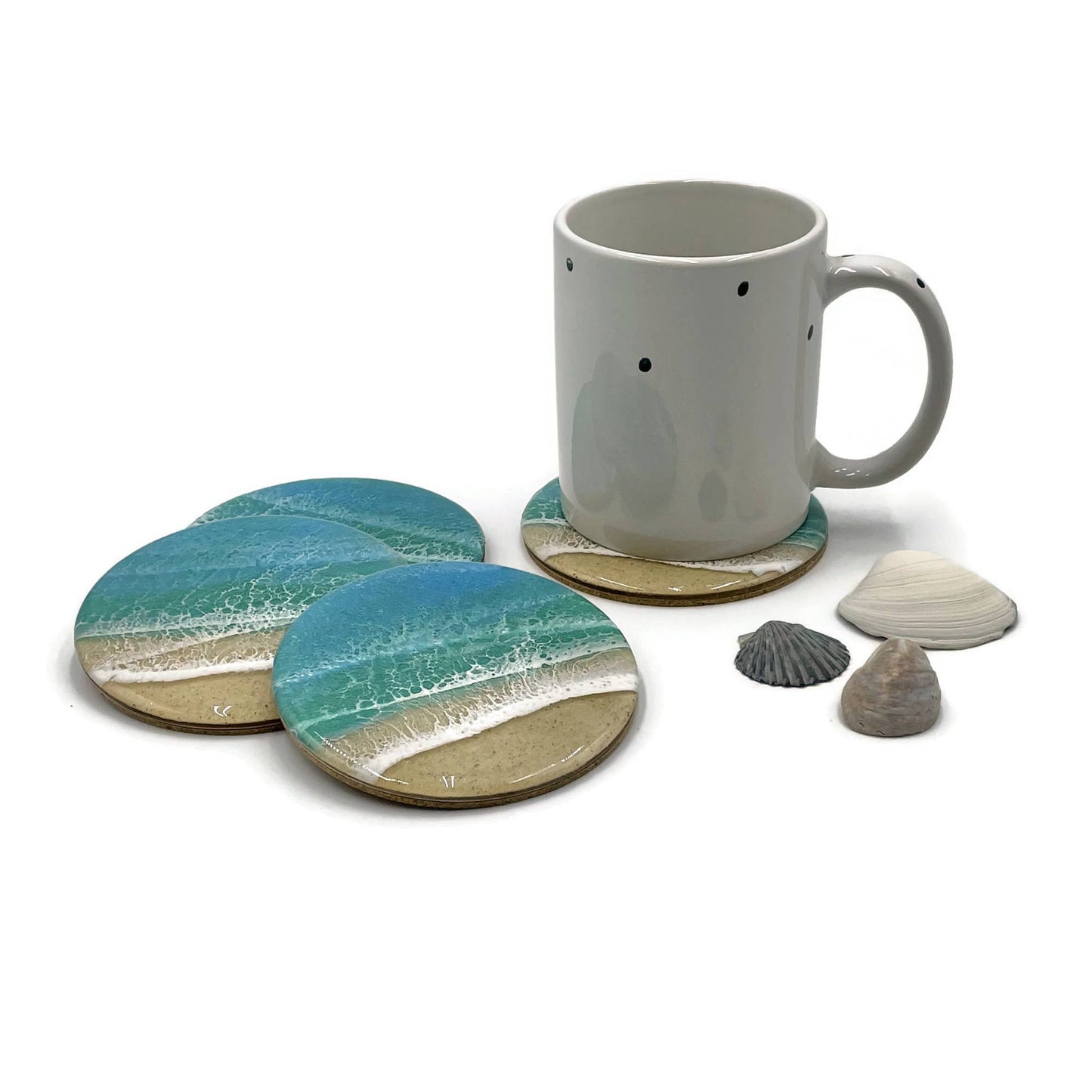 Ocean Wave Coaster Set (Set of 4): Ocean Blue