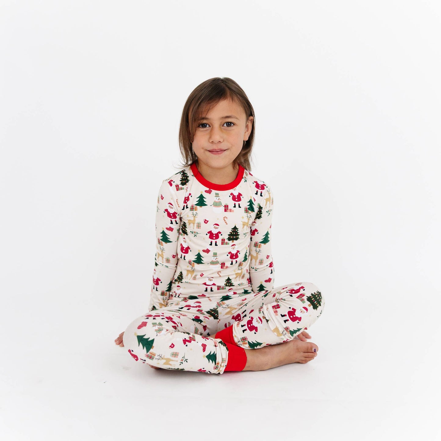 Cozy Christmas Bamboo Long Sleeve Kids Pajama Pants Set: Red/Multi / 4/5T