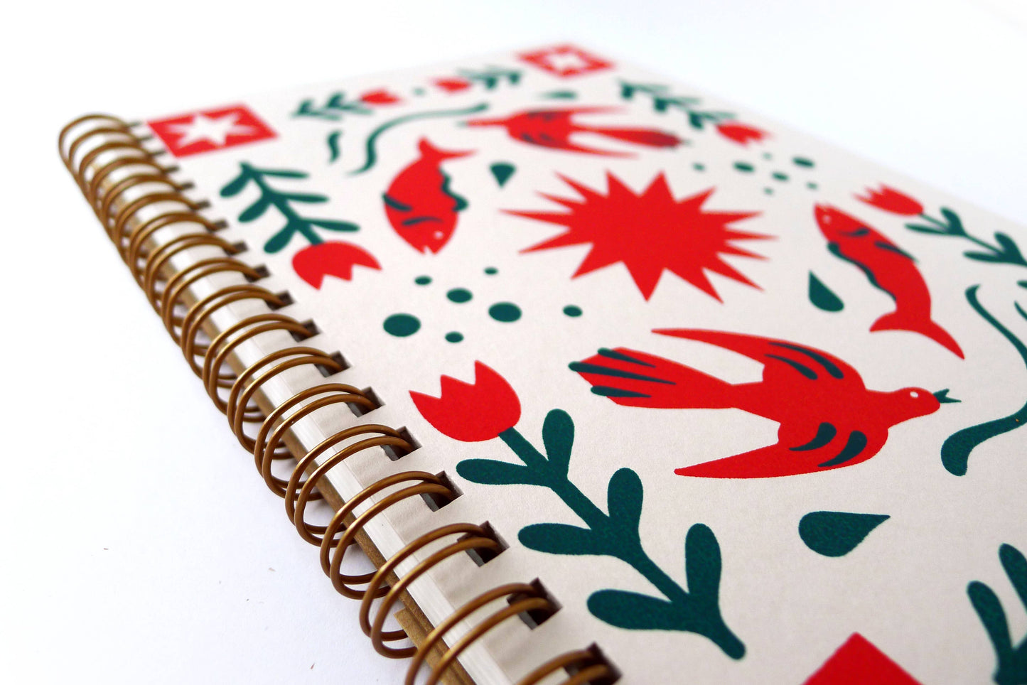 Folk Flower Coil Notebook, MD: Lined