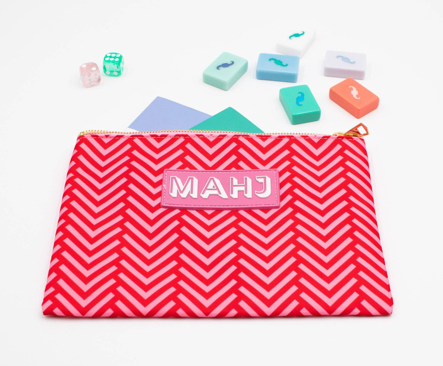 Premium Mahjong Card & Accessory Bag: Arrows- Red Card & Accessory Bag