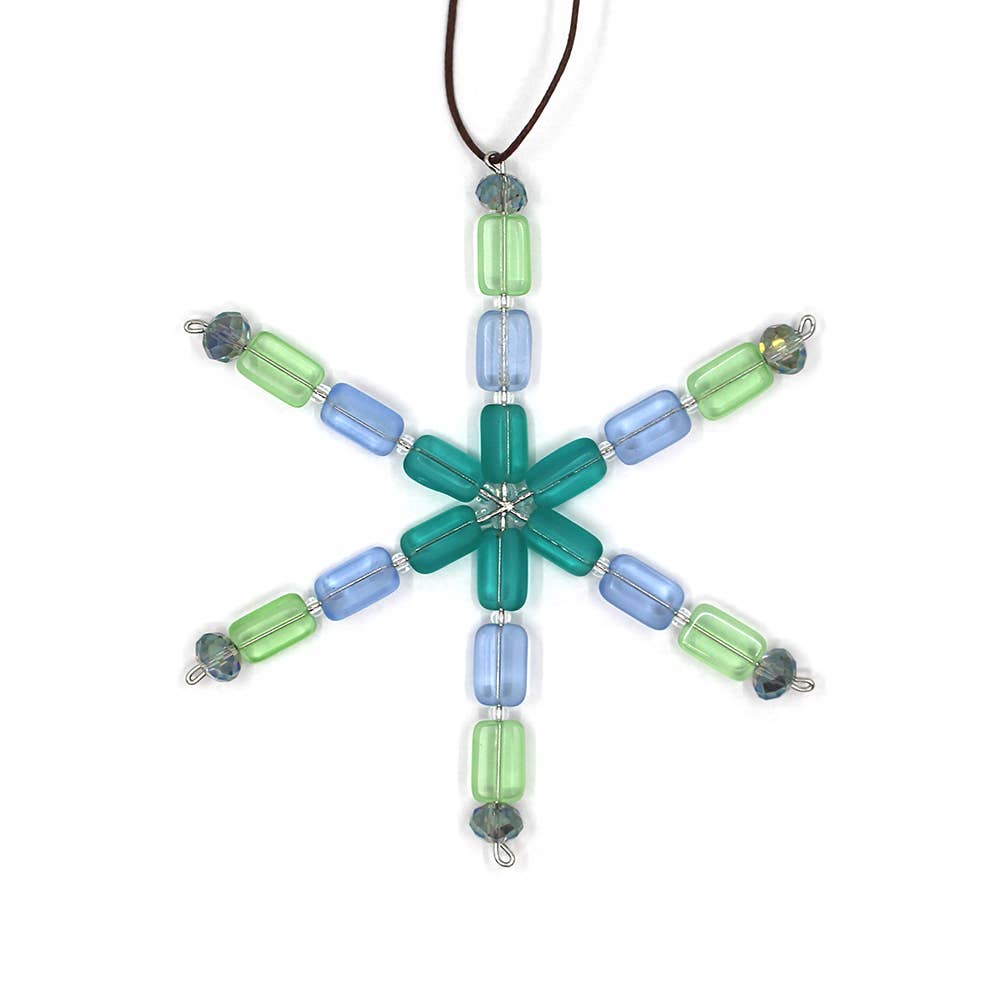 Beaded Snowflake Ornament in Seaglass - Thumbnail 5