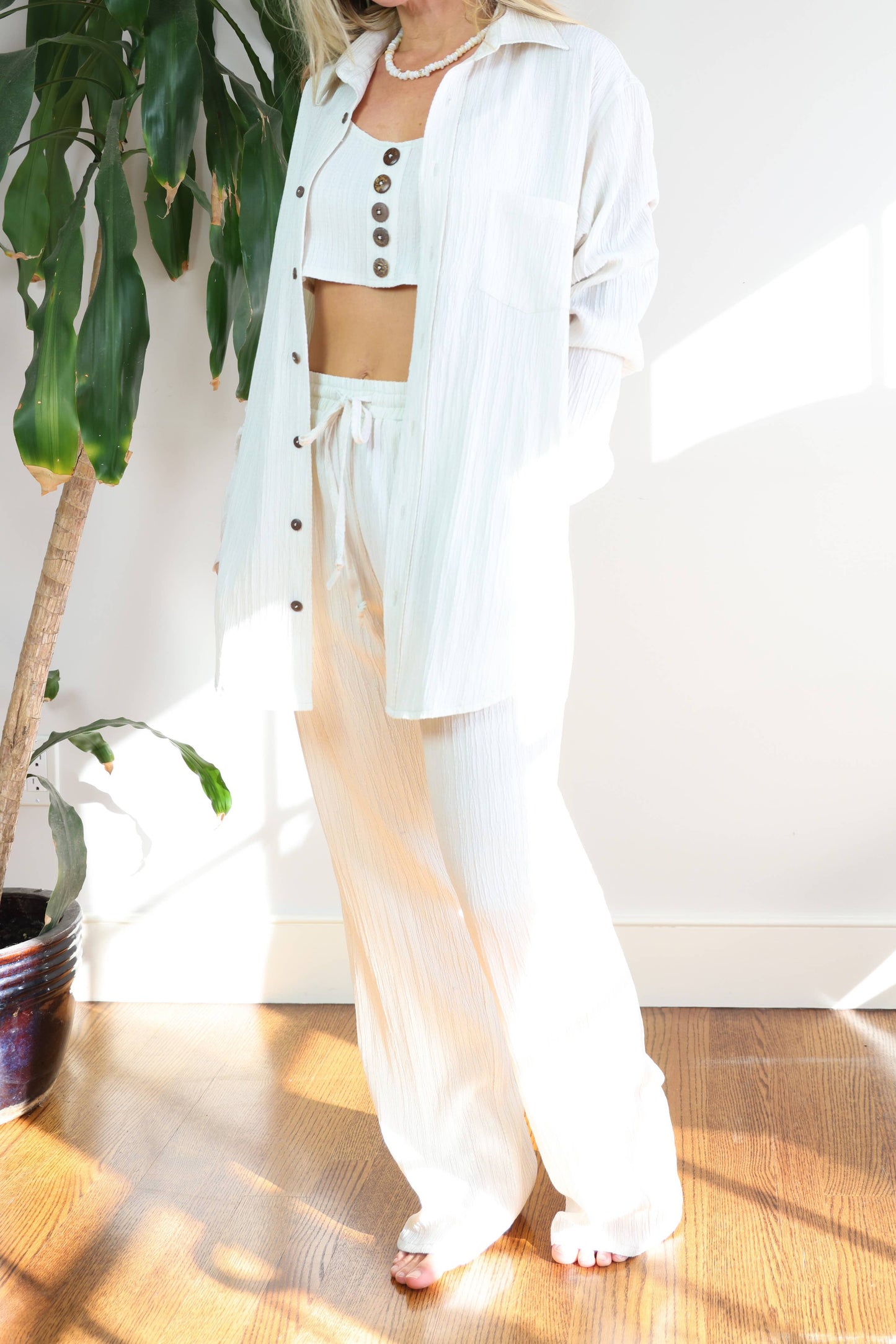 Gauze Textured Ethelda Pants: S