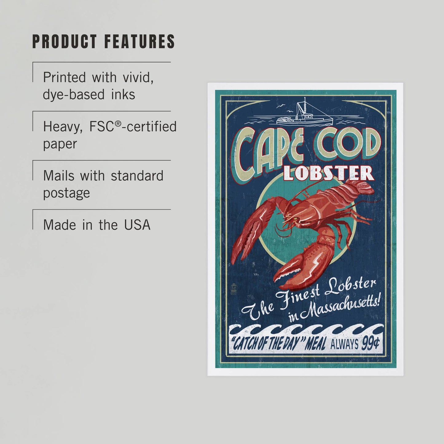 PREMIUM POSTCARDS Cape Cod, Massachusetts, Lobster