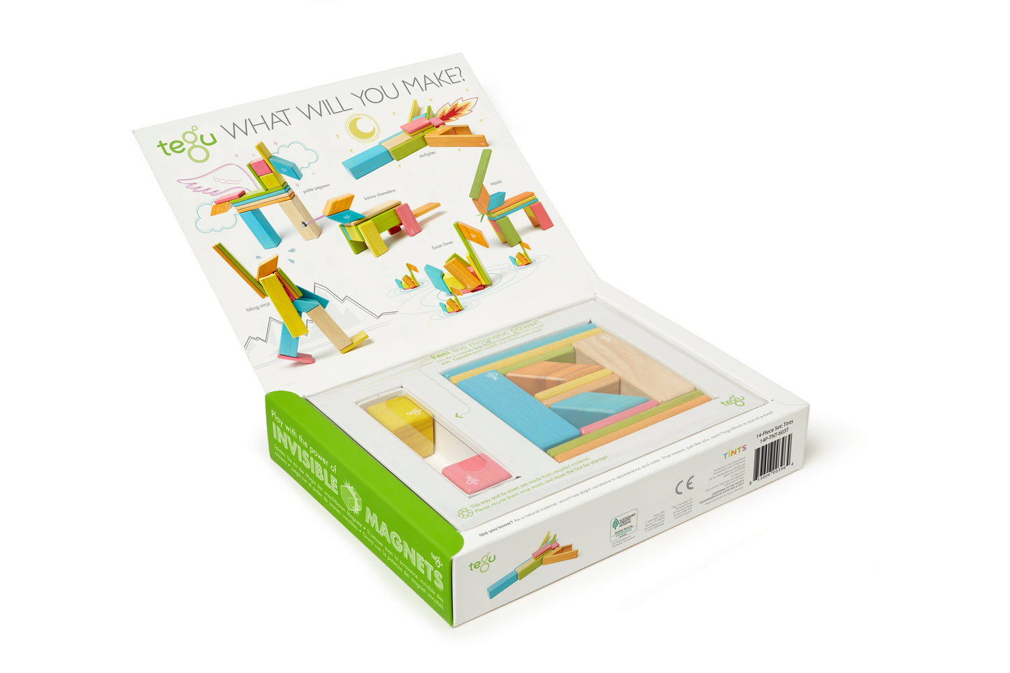 14 Piece Magnetic Wooden Block Set: Tints