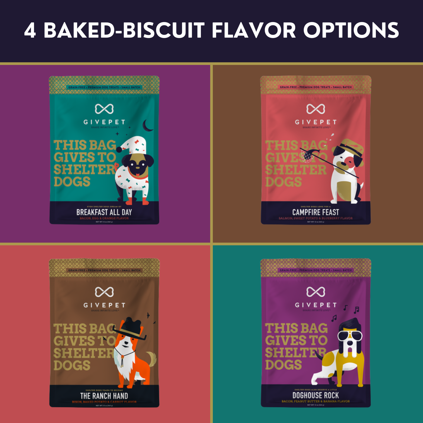 GivePet Breakfast All Day Dog 11oz. Baked Biscuit Treats