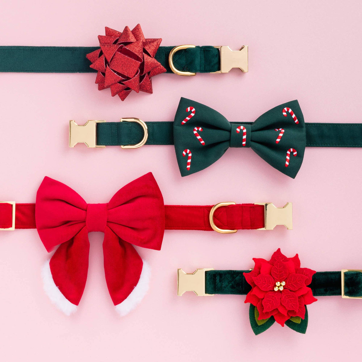 Gold Gift Bow Dog Collar Attachment