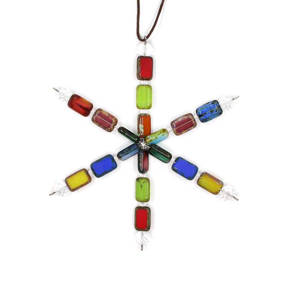 Beaded Snowflake Ornament in Seaglass