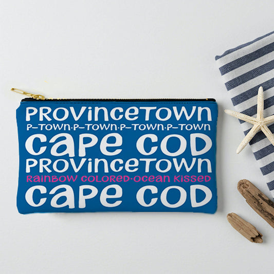 Provincetown Zipper Pouch – Cape Cod Typography Art: Small 8x6 inches