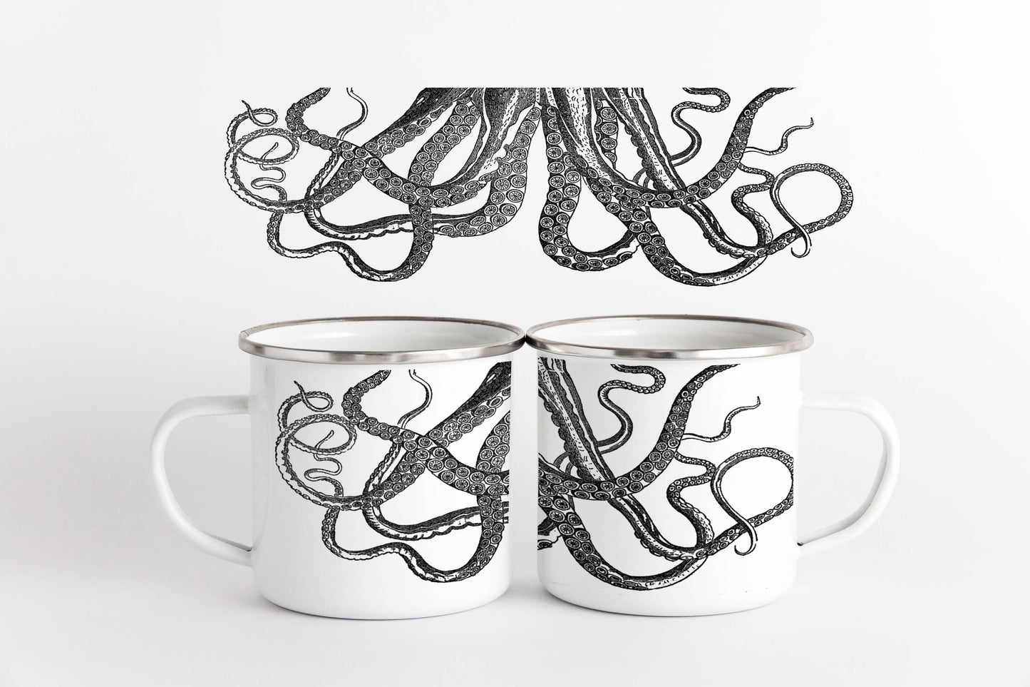 Octopus Tentacles Nautical Camp Mug | Coastal Sea Beach: White