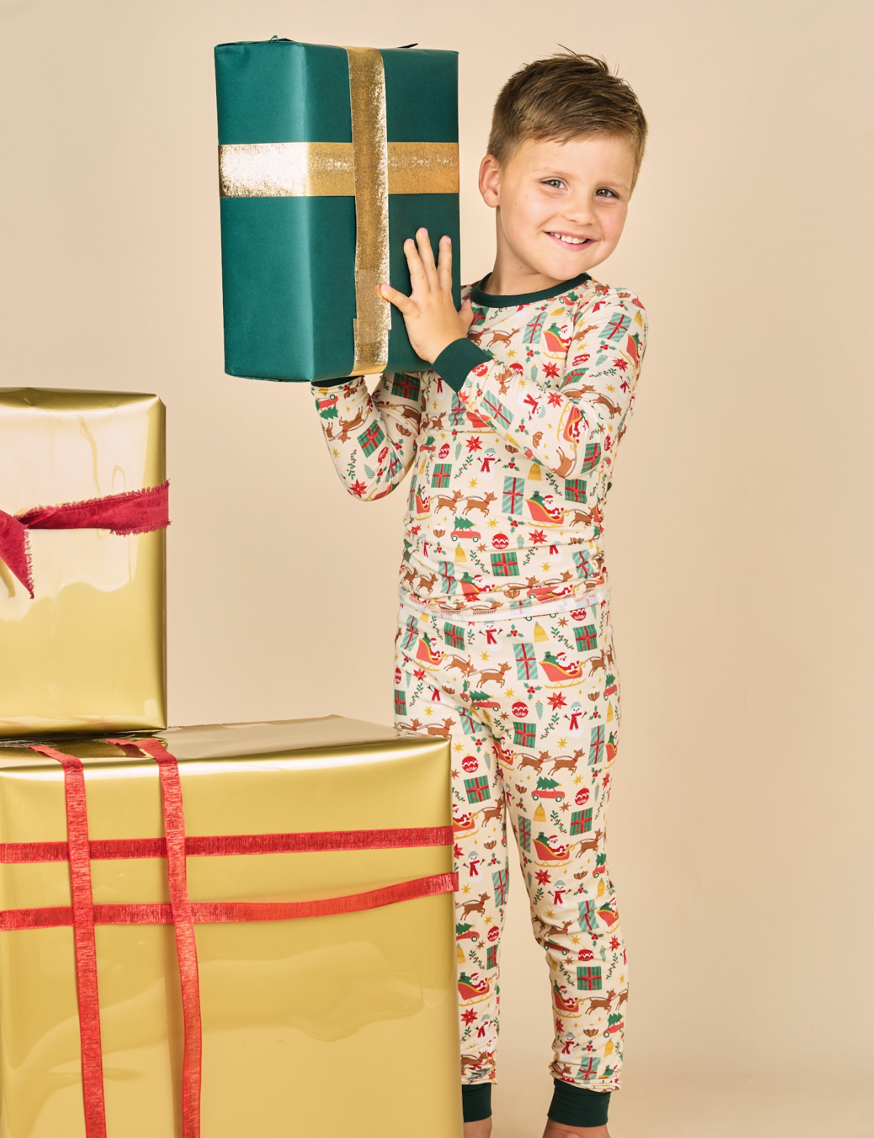 Holiday Vintage Christmas Bamboo Kids Pajamas Toddler Set: 2T