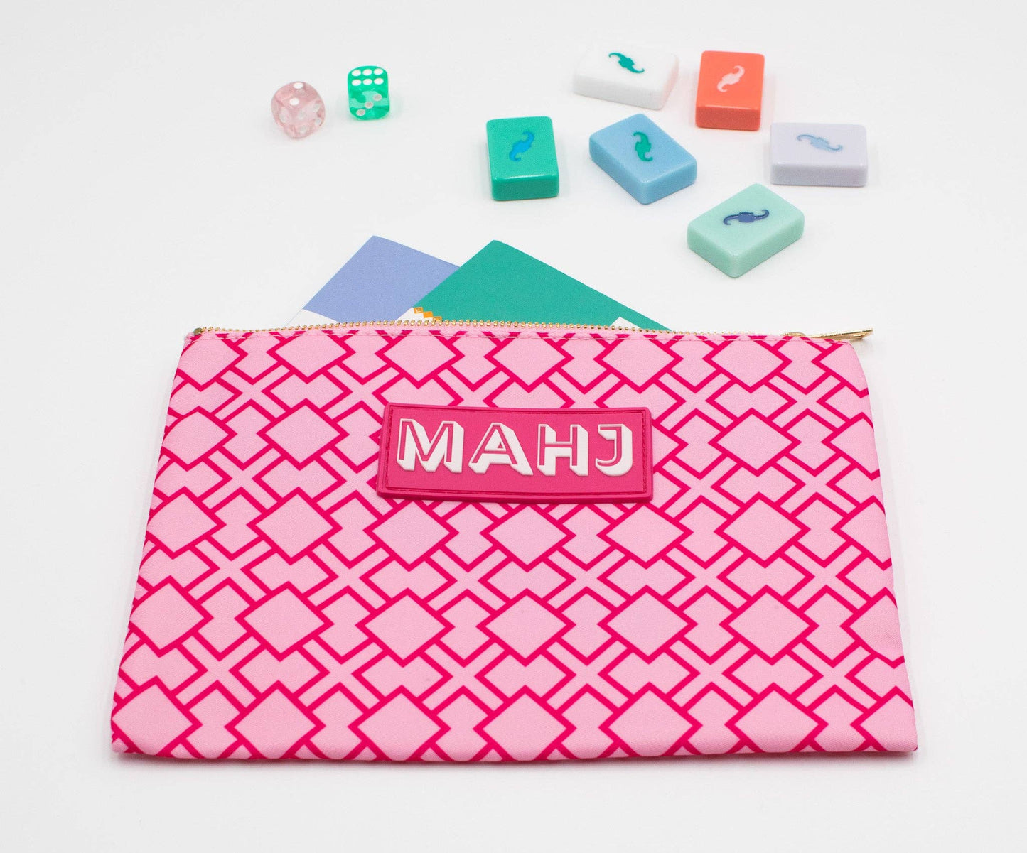Premium Mahjong Card & Accessory Bag: Arrows- Red Card & Accessory Bag