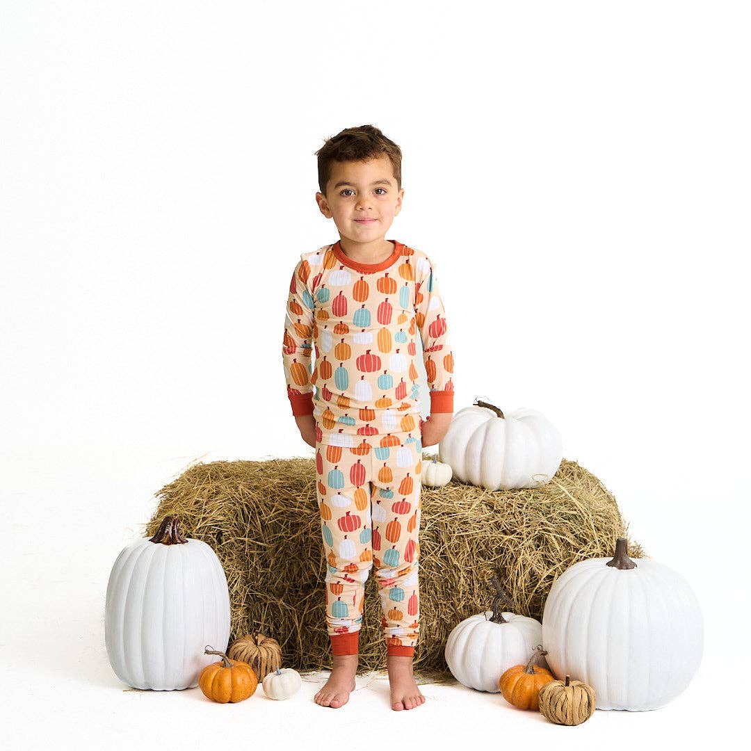 Pumpkin Patch Fall Bamboo Convertible Baby Pajamas Footie: Orange/Multi / 6-12M