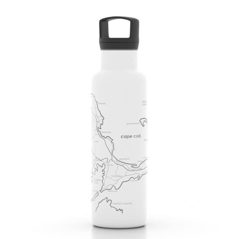 Cape Cod MA Map 21 oz Insulated Water Bottle: Midnight Blue