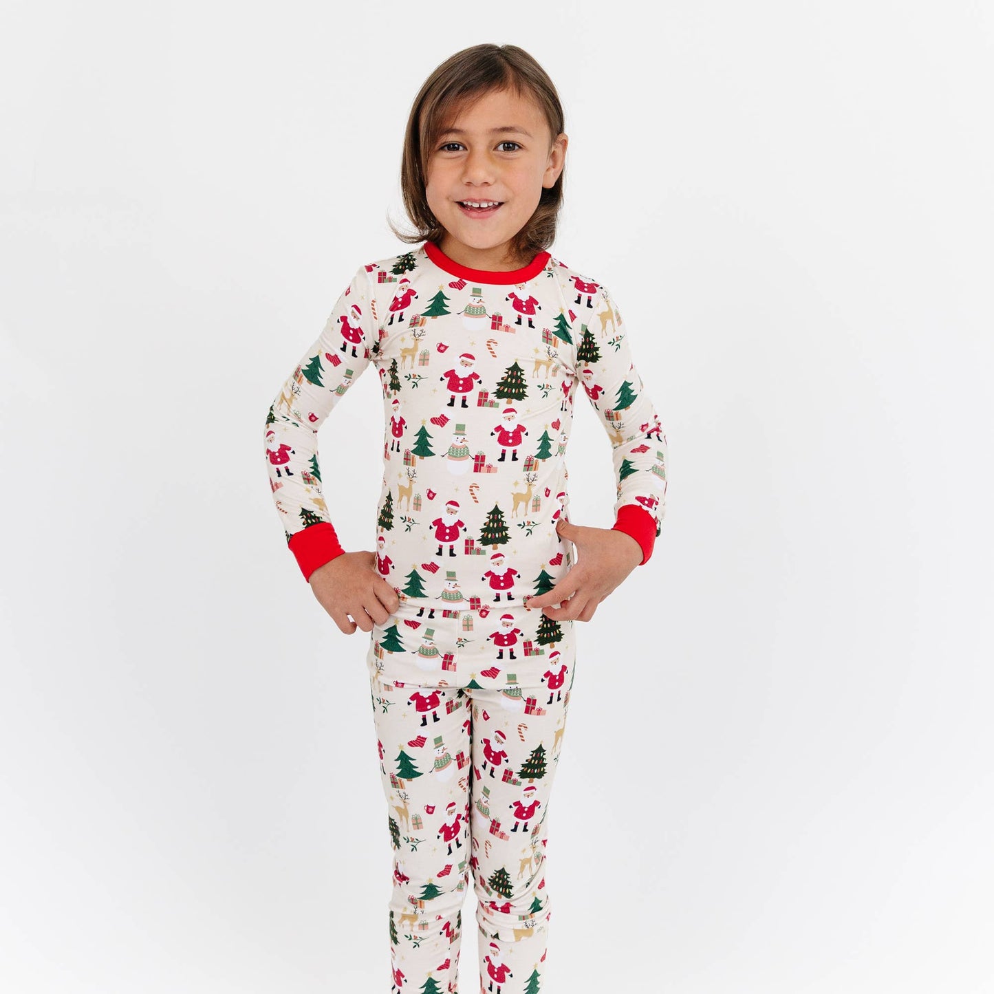 Cozy Christmas Bamboo Long Sleeve Kids Pajama Pants Set: Red/Multi / 4/5T