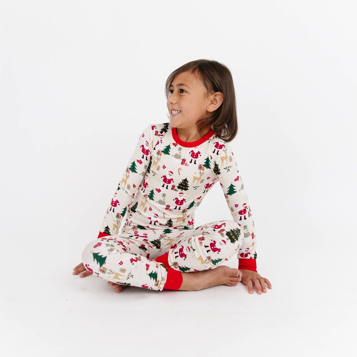 Cozy Christmas Bamboo Long Sleeve Kids Pajama Pants Set: Red/Multi / 2T