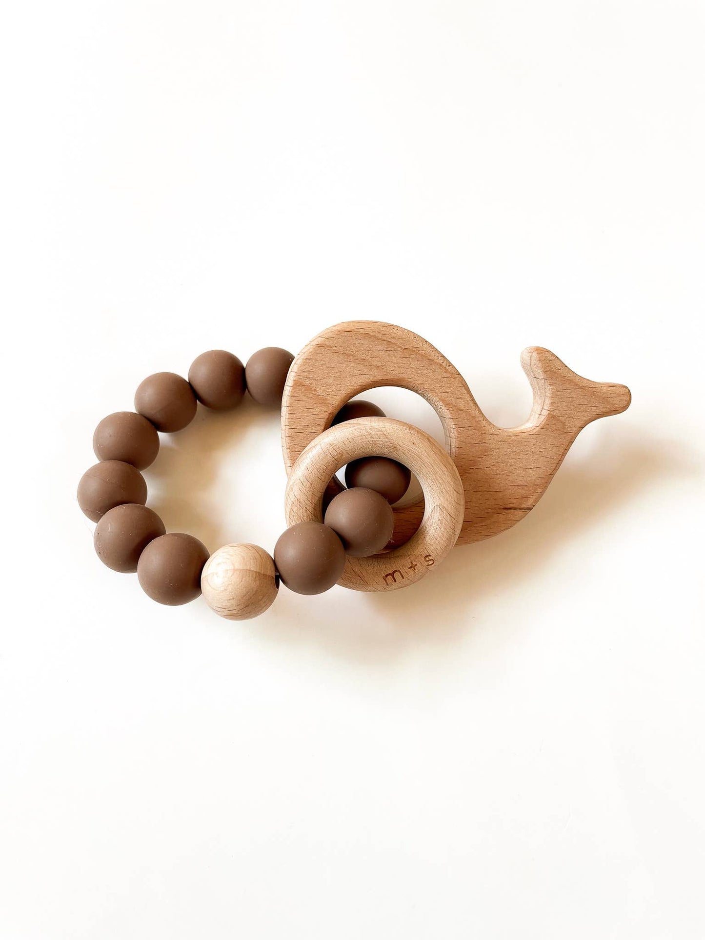 Whale Teether-Silicone and Beech Wood: Black