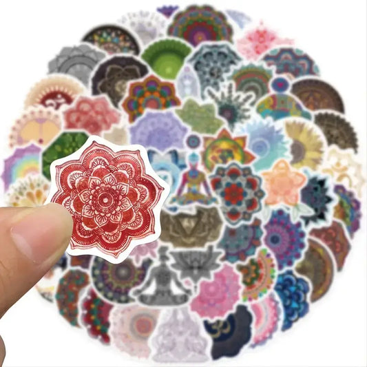 Mandala Stickers, Yoga Meditation, Personalize, Waterproof: 10 Stickers