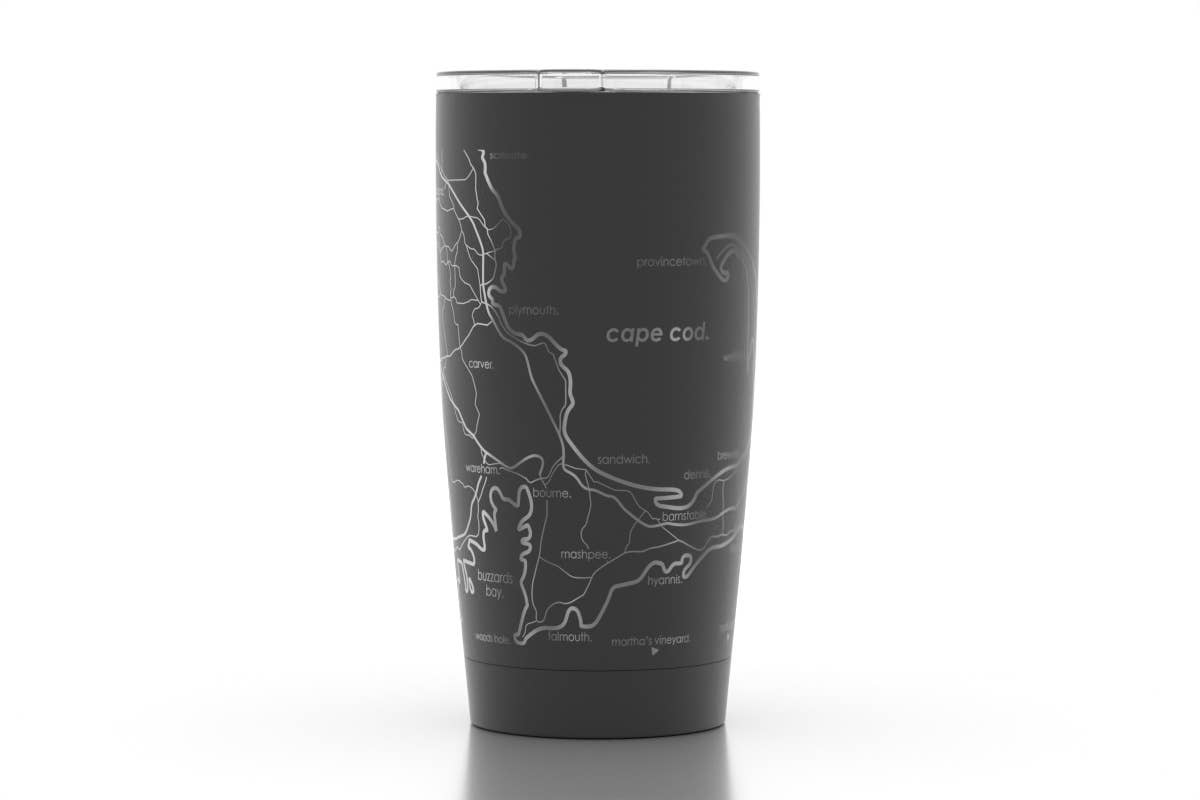 Cape Cod MA Map 20 oz Insulated Pint Tumbler: Midnight Blue