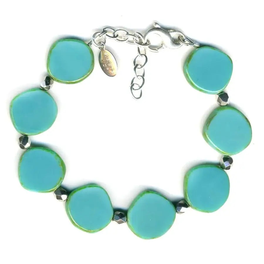 Turquoise Small Circle Glass Beaded Bracelet