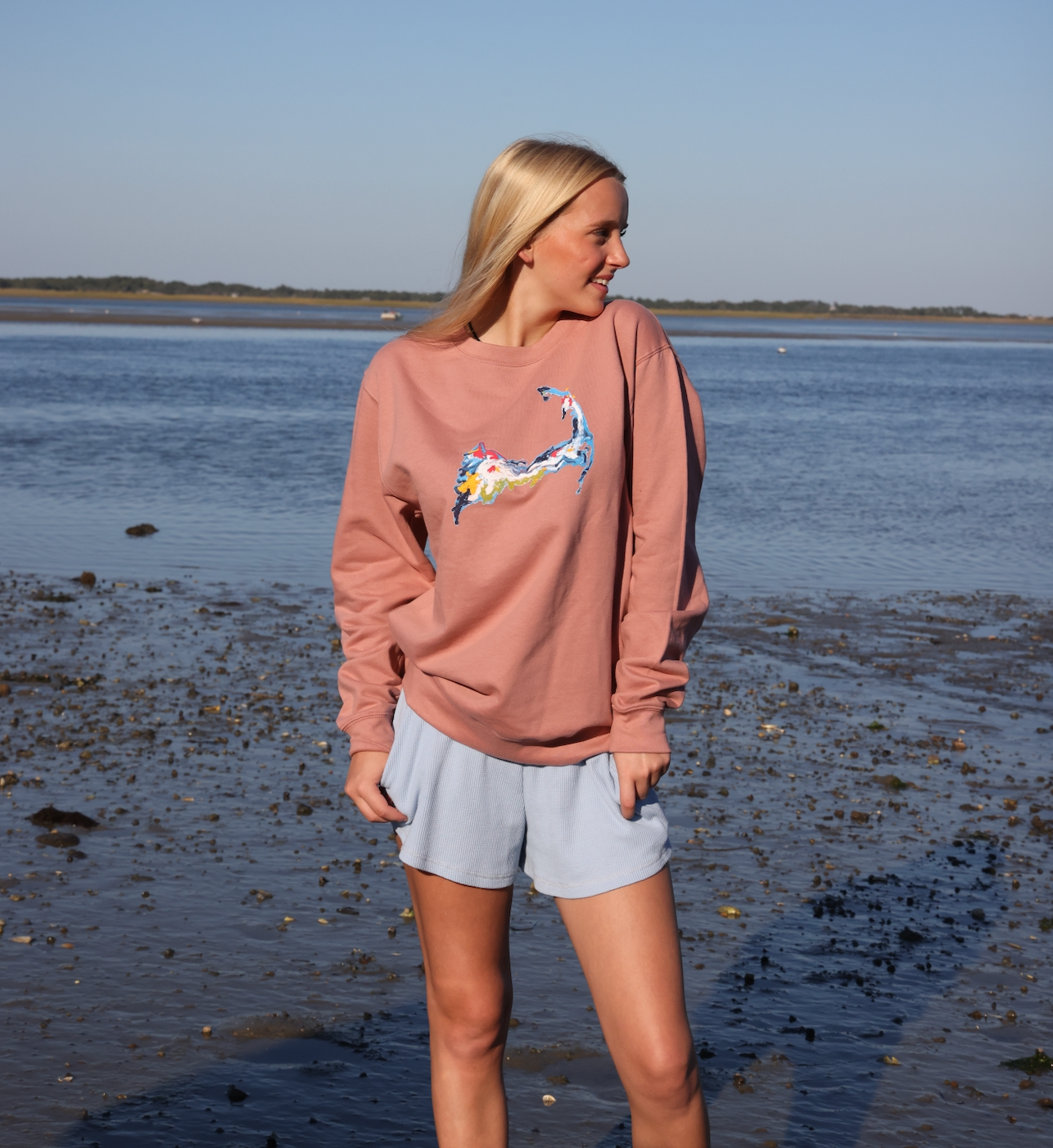 Waffle Scrunch Waist Shorts – Powder Blue Coastal Essential