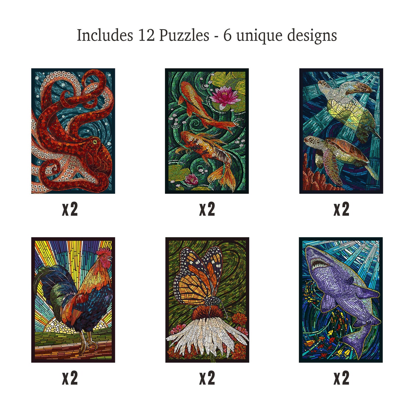 PUZZLE PACK Mosaic Series 1, Set of 12 Puzzles