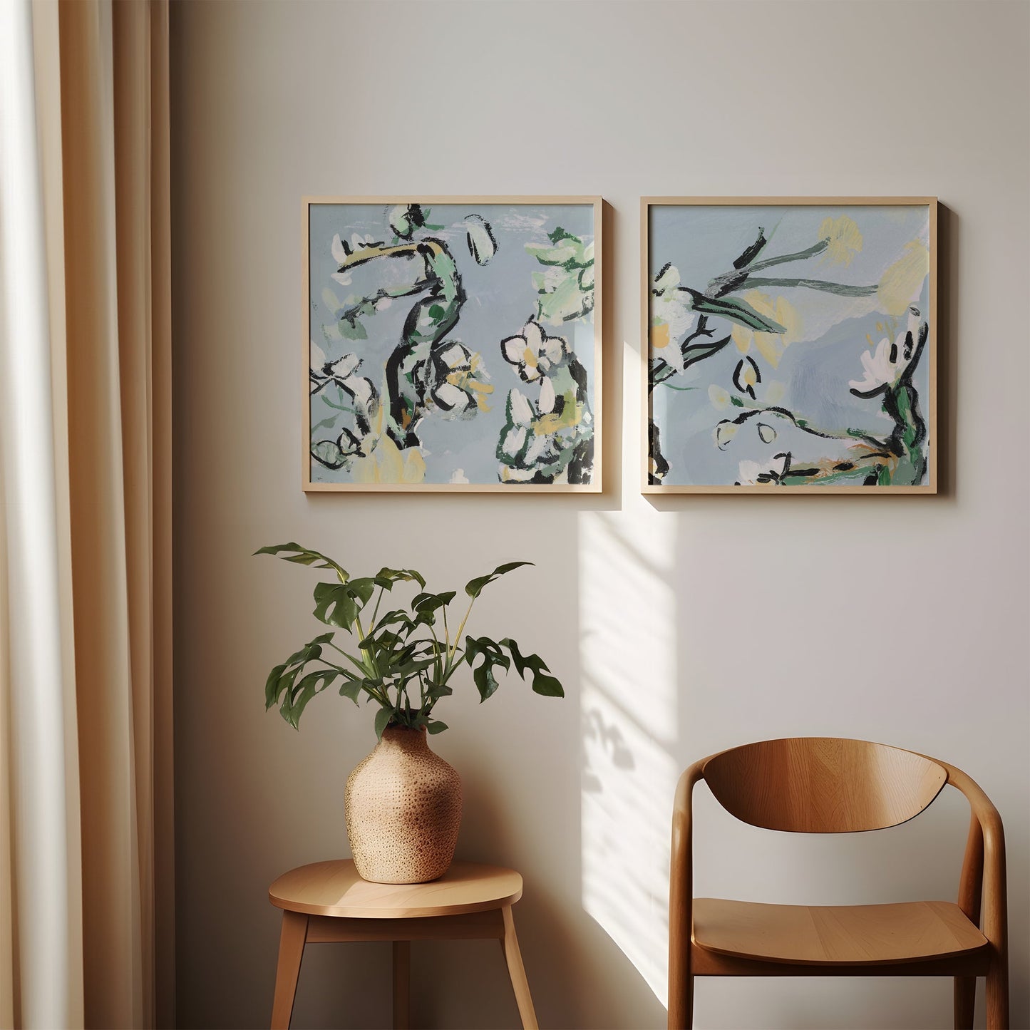 Euphrates Garden, Abstract Floral, Set of 2 Prints