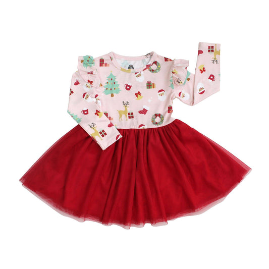 Sugar Plum Bamboo Tulle Dress: Red/Multi / 12-18M