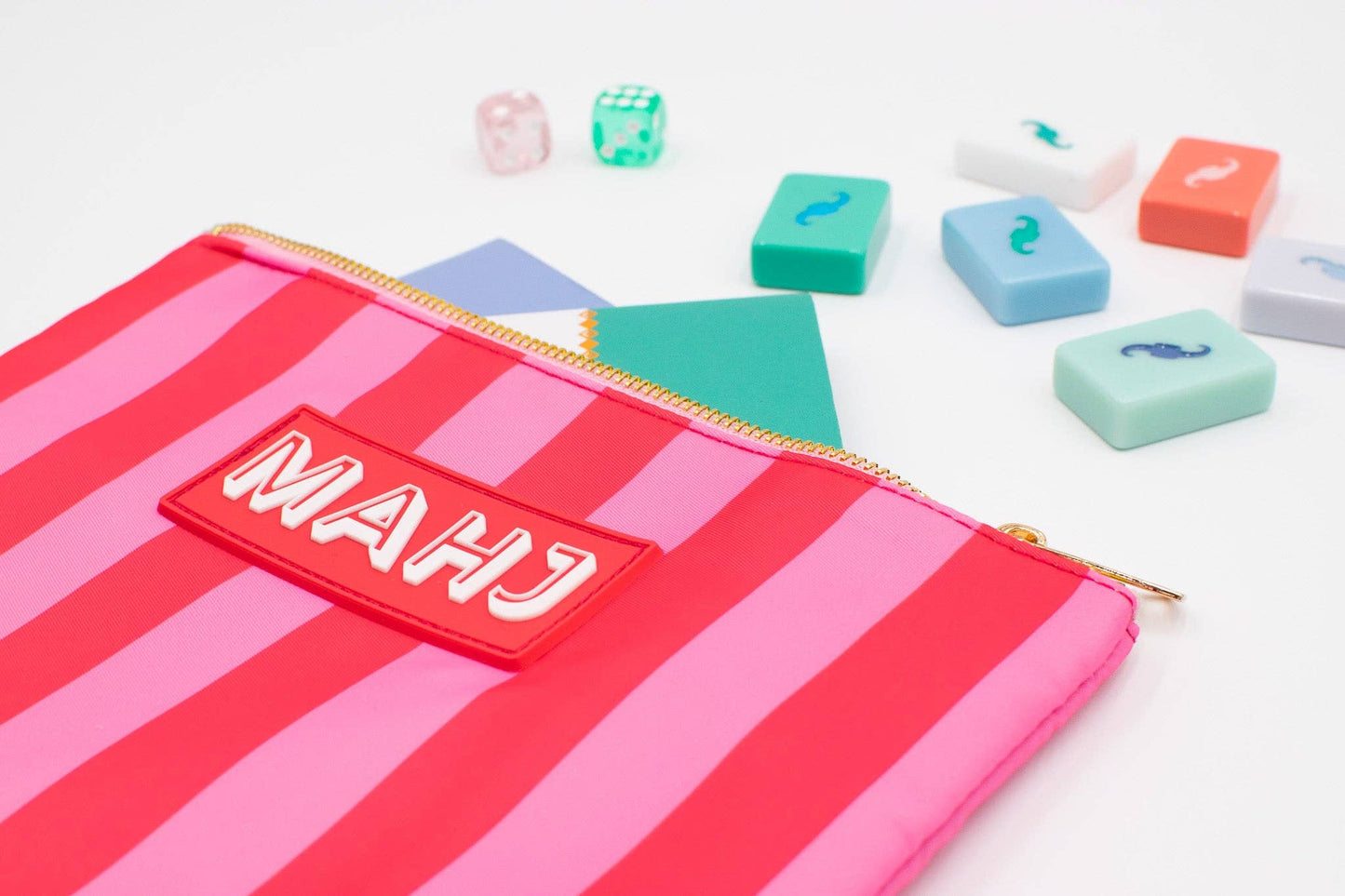 Premium Mahjong Card & Accessory Bag: Arrows- Red Card & Accessory Bag