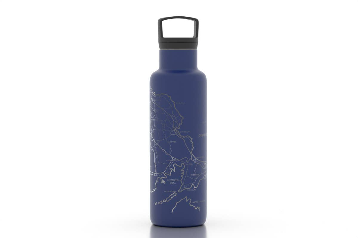 Cape Cod MA Map 21 oz Insulated Water Bottle: Midnight Blue