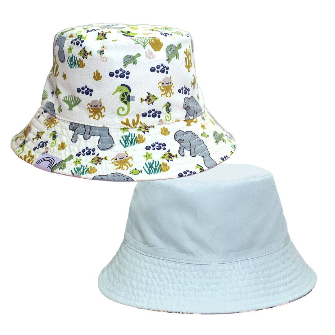 Manatee Kids Bucket Hat Reversible Style: Kids